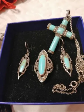 Conjunto Joyería Plata 925 y Turquesa