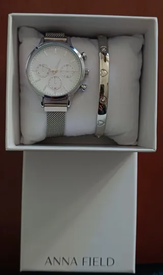 Conjunto Reloj y Pulsera Anna Field Plata