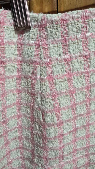 Falda de paño a cuadros rosa y blanco