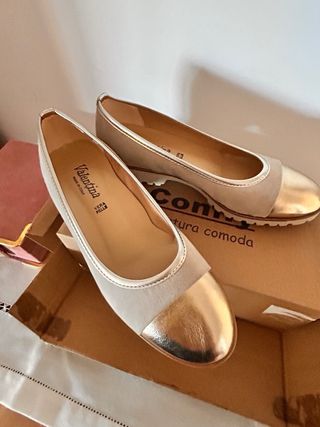 Bailarinas de piel auténtica Valentina doradas