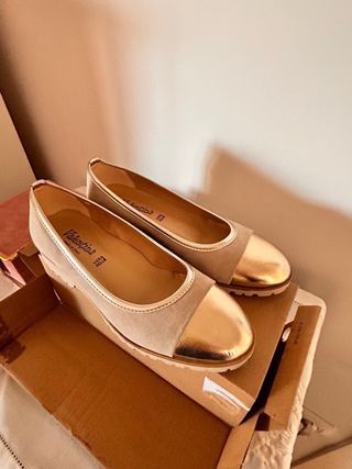 Bailarinas de piel auténtica Valentina doradas