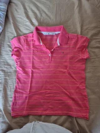 Polo Tommy Hilfiger Niño Talla M Rayas Rosas