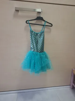 Disfraz tutu sirena plateado y turquesa