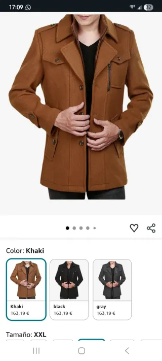 Abrigo de lana hombre marrón/naranja