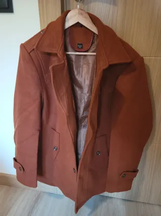 Abrigo de lana hombre marrón/naranja