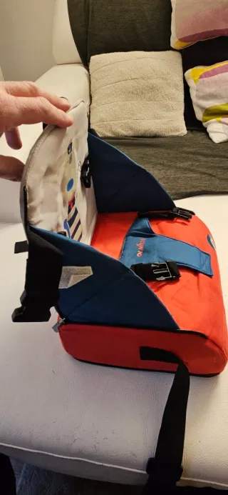 Mochila alzador de silla,Olmitos azul y rojo.