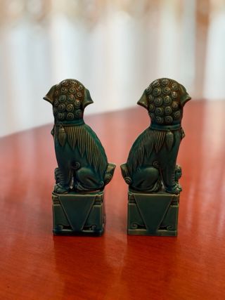 Pareja Perros Foo Porcelana Pequeños
