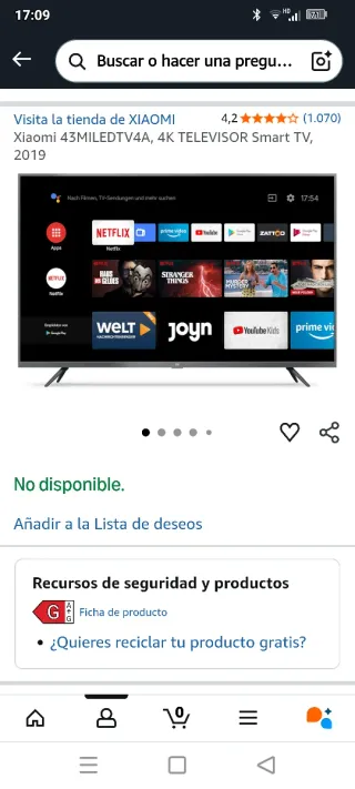 TV Xiaomi 43 LED 4K  del año 2020