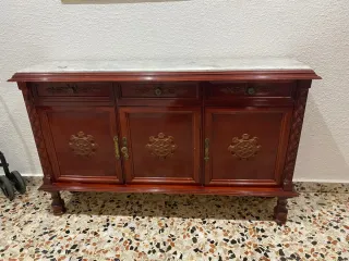 Mueble recibidor madera y mármol