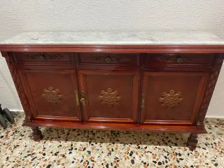 Mueble recibidor madera y mármol