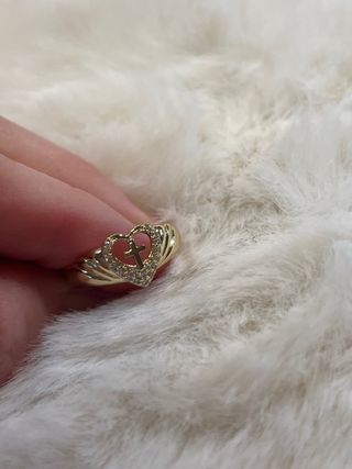 Anillo Corazón con Cruz Laminado 14k