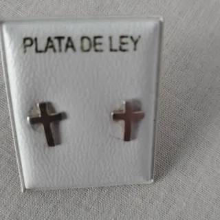Pendientes Plata Cruz con Tuerca