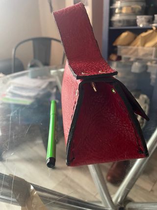 Bolso mini para fiesta de piel genuina rojo.