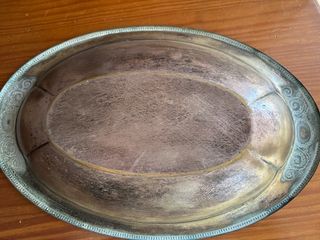 Bandeja antigua ovalada decorada