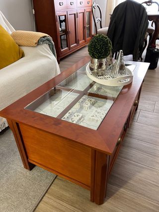 Mesa de centro madera y cristal