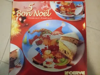 Set 5 Piatti Bon Noël in vetro