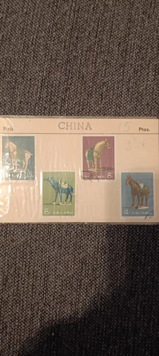 Lote 4 sellos China Caballos