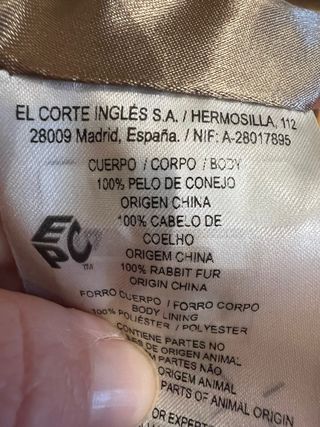 Abrigo pelo conejo multicolor talla M