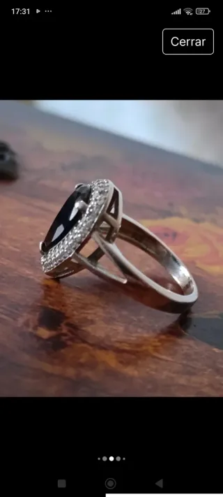 Anillo antiguo plata 925 ónix y circonitas (5g)