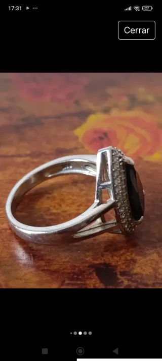 Anillo antiguo plata 925 ónix y circonitas (5g)