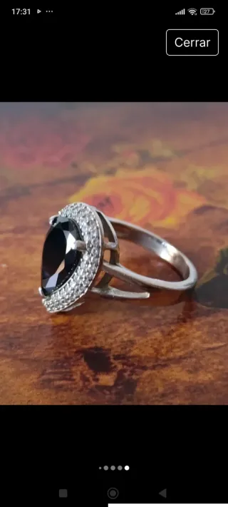 Anillo antiguo plata 925 ónix y circonitas (5g)