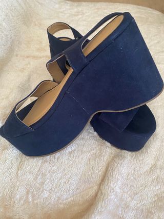 Zapatos plataforma azul melocotón talla 37