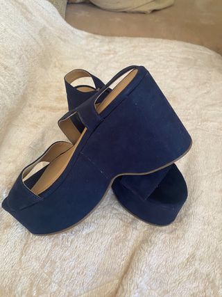 Zapatos plataforma azul melocotón talla 37