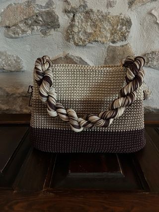 Borsa uncinetto sfumata marrone crochet bag