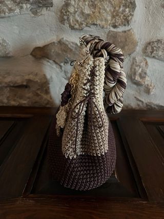 Borsa uncinetto sfumata marrone crochet bag