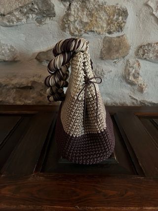 Borsa uncinetto sfumata marrone crochet bag