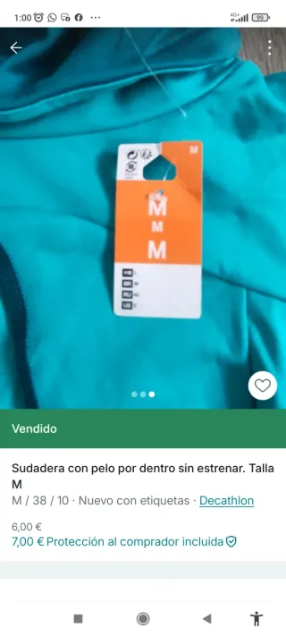 Sudadera turquesa Decathlon mujer talla S