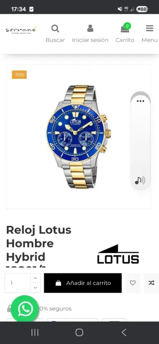 Reloj Lotus Hombre Hybrid Azul/Dorado