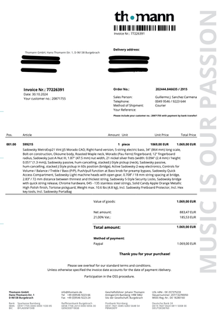 Bajo Sadowsky MetroExp21 Vintage JJ5 RM CAO