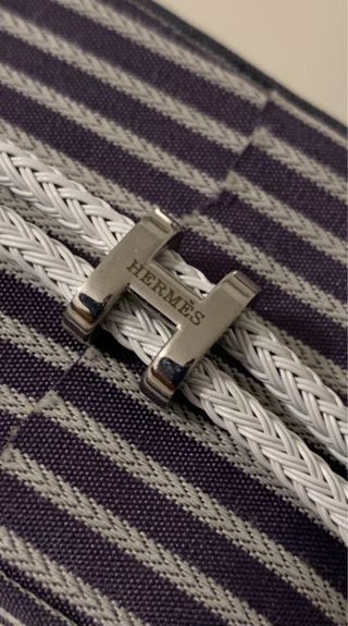 Pulsera Hermes H Cordón Blanco y Morado