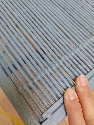 Mesa plegable de hierro forjado y madera teca