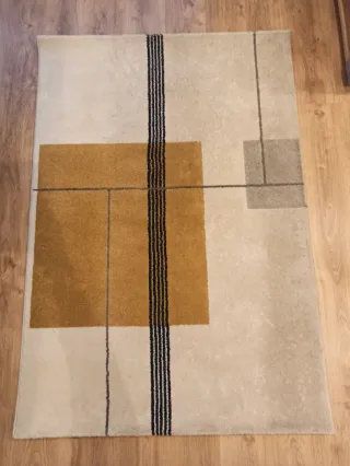 Alfombra pelo corto beige/mostaza 120x170