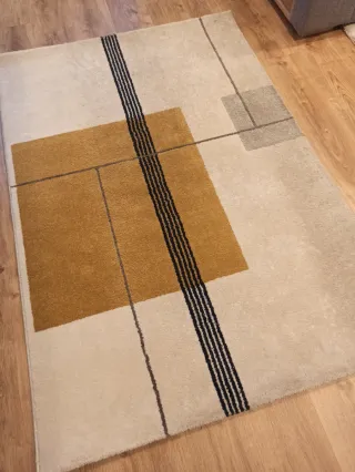 Alfombra pelo corto beige/mostaza 120x170