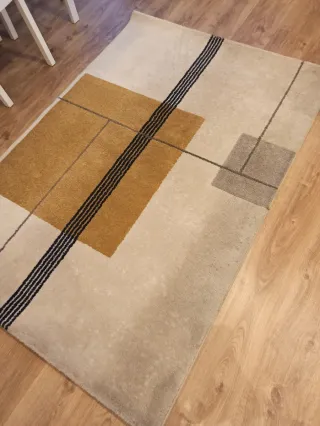 Alfombra pelo corto beige/mostaza 120x170