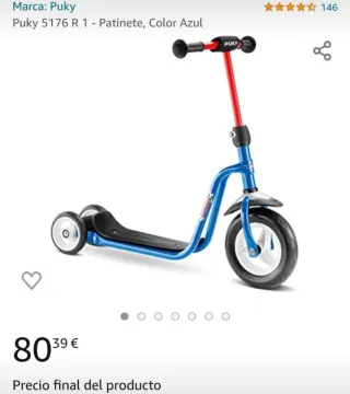 Patinete Puky azul y rojo