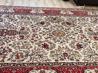 Tappeto Classico Lana Beige e Rosso