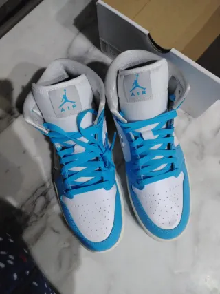 Jordan 1 Mid Scarpe Nike Azzurro Bianco