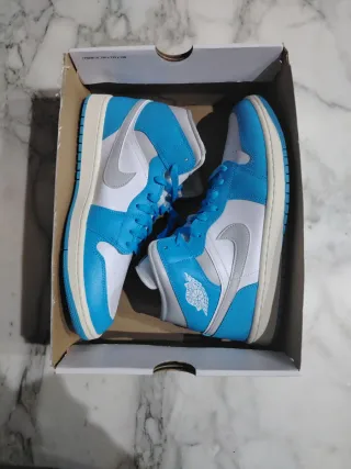 Jordan 1 Mid Scarpe Nike Azzurro Bianco