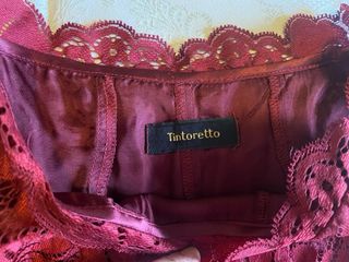 Vestido Tintoretto encaje negro y rojo