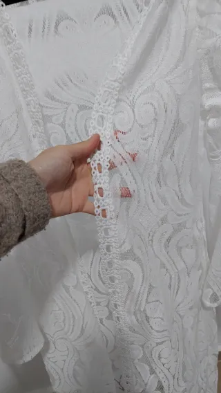 Kimono blanco encaje talla única