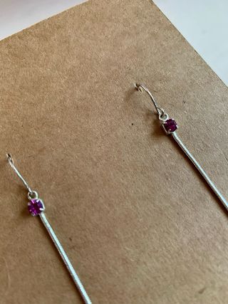 Pendientes plata con piedra rosa