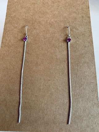 Pendientes plata con piedra rosa