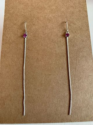 Pendientes plata con piedra rosa