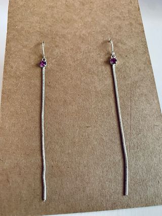 Pendientes plata con piedra rosa