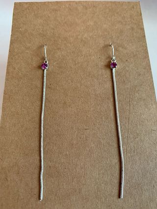 Pendientes plata con piedra rosa