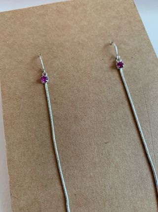 Pendientes plata con piedra rosa